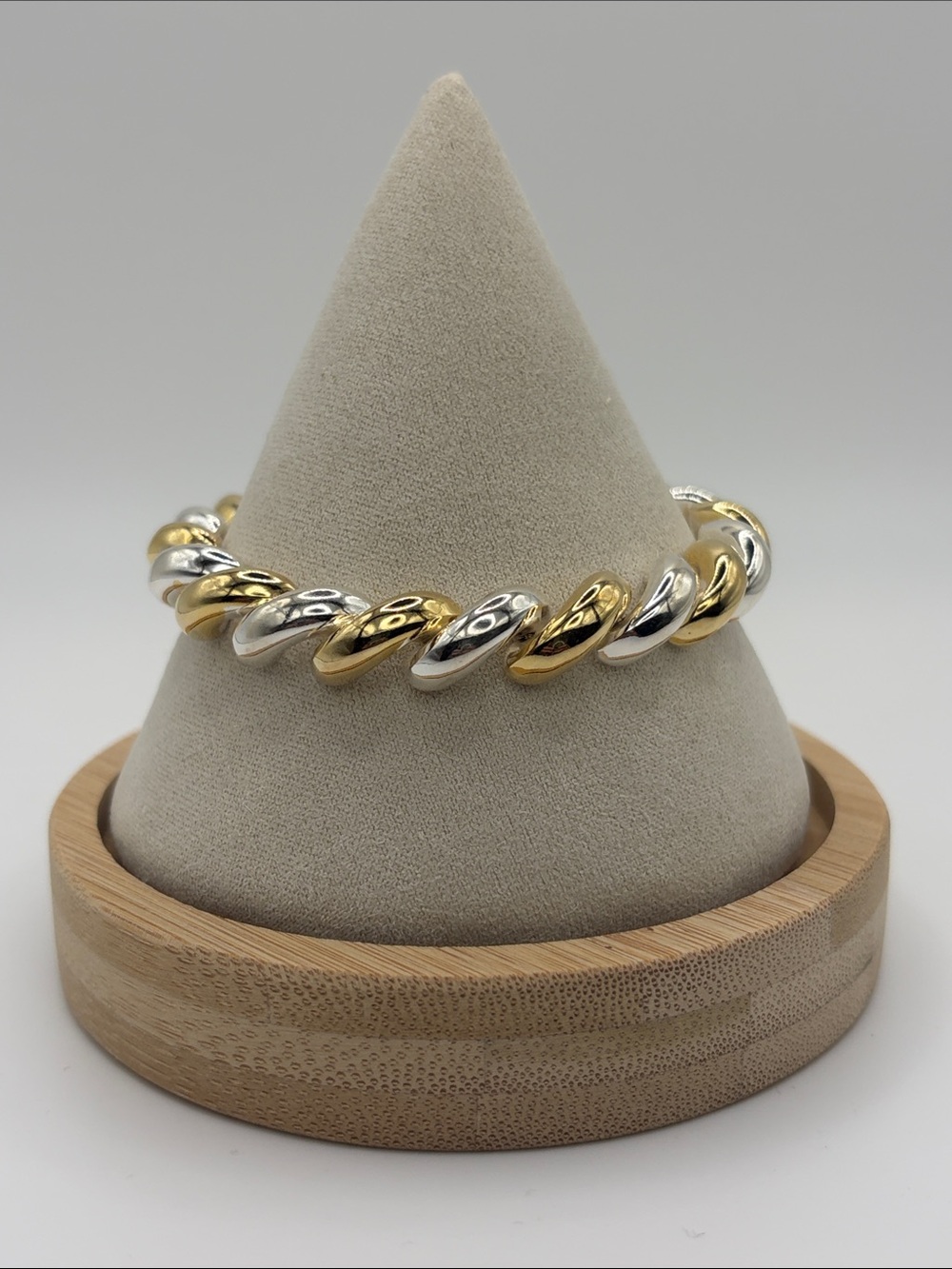 Two tone Sterling Silver 925 Gold and Silver Color Twist Bracelet made in Italy